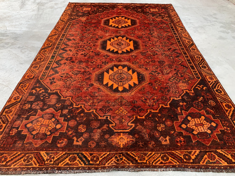 KBHM-1178 Hand-Knotted Persian Wool Rug – 10'2" x 6'2" Rust, Brown & Black Tribal Medallion Area Rug