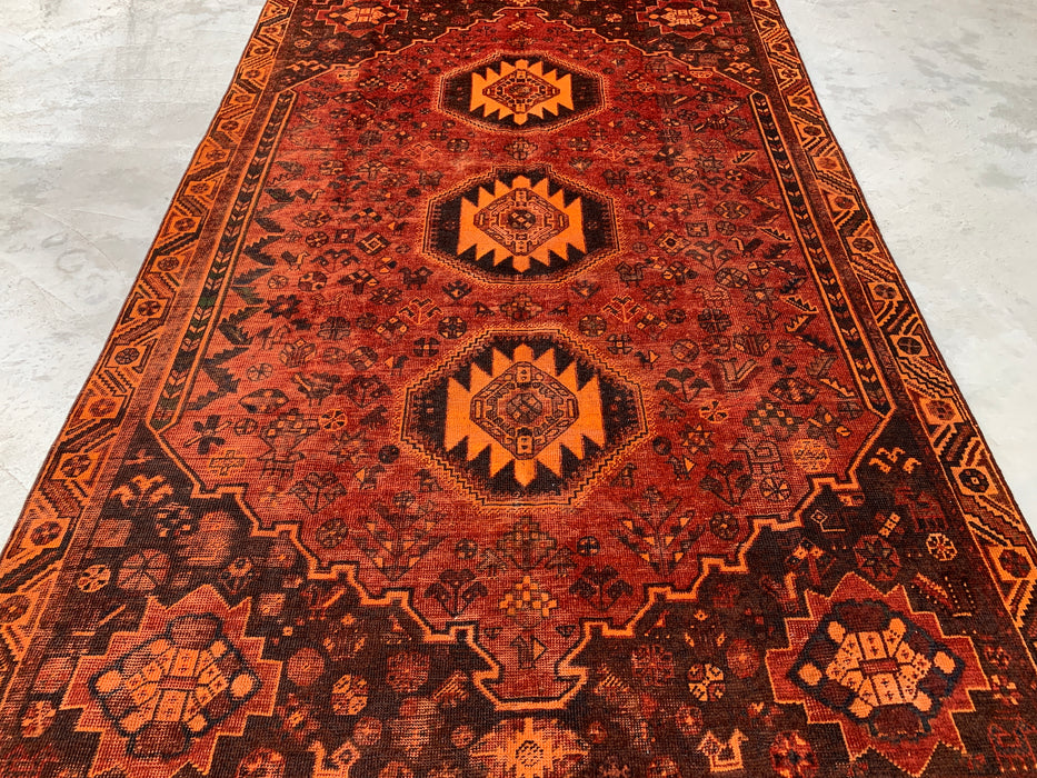 KBHM-1178 Hand-Knotted Persian Wool Rug – 10'2" x 6'2" Rust, Brown & Black Tribal Medallion Area Rug