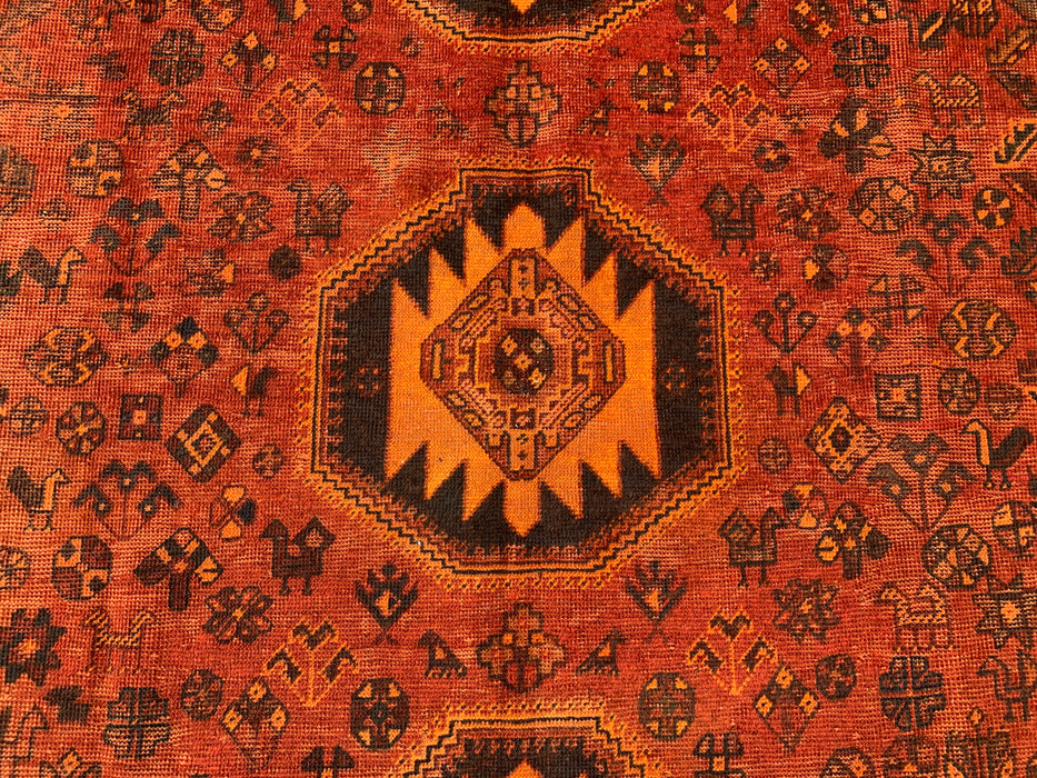 KBHM-1178 Hand-Knotted Persian Wool Rug – 10'2" x 6'2" Rust, Brown & Black Tribal Medallion Area Rug