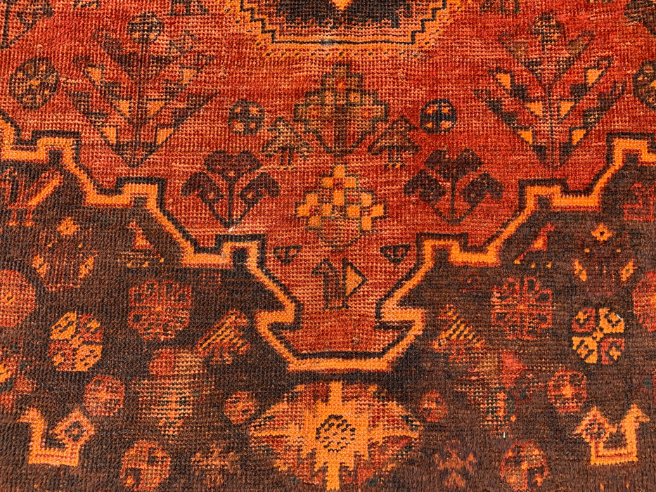 KBHM-1178 Hand-Knotted Persian Wool Rug – 10'2" x 6'2" Rust, Brown & Black Tribal Medallion Area Rug