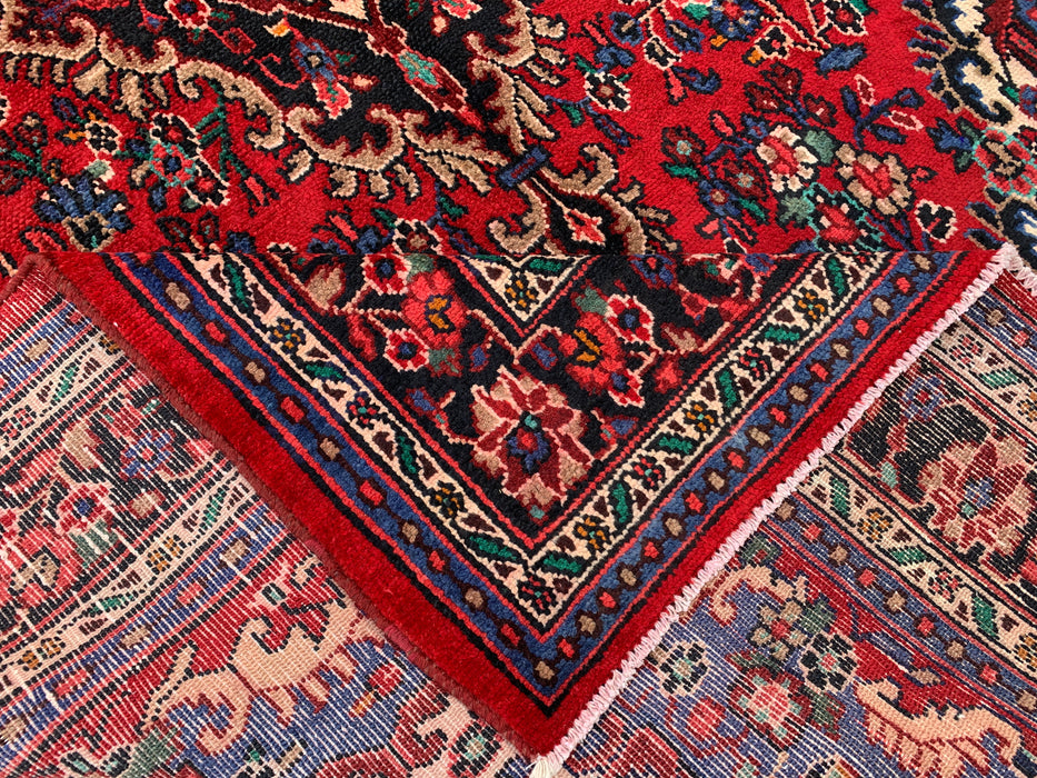 Handmade Persian Wool Area Rug 7x10 - Red, Blue & Ivory Traditional Floral Persian Style Rug - Exact Size 10'2" x 7'0" - KBHM-1179