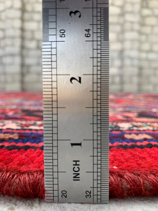 Handmade Persian Wool Area Rug 7x10 - Red, Blue & Ivory Traditional Floral Persian Style Rug - Exact Size 10'2" x 7'0" - KBHM-1179