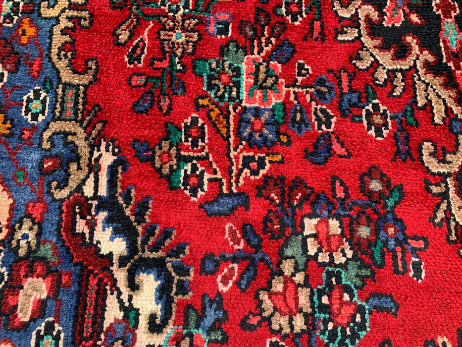 Handmade Persian Wool Area Rug 7x10 - Red, Blue & Ivory Traditional Floral Persian Style Rug - Exact Size 10'2" x 7'0" - KBHM-1179