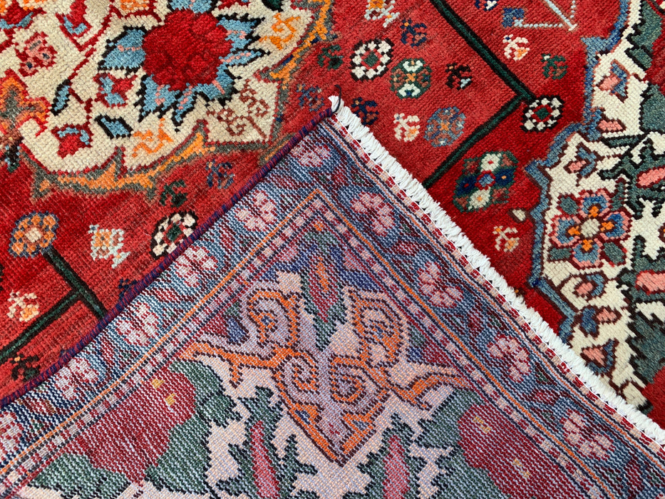KBHM-1183 Hand-Knotted Persian Wool Runner Rug – 10'0 x 3'3 Red, Ivory & Navy Traditional Floral Runner