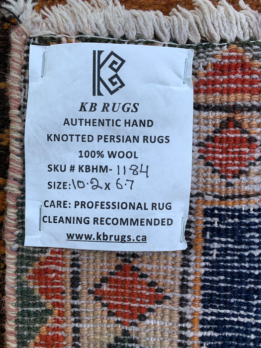 Handmade Persian Wool Area Rug 7x10 - Red Bakhtiari Persian Style Rug - Exact Size 10'2" x 6'7" - KBHM-1184