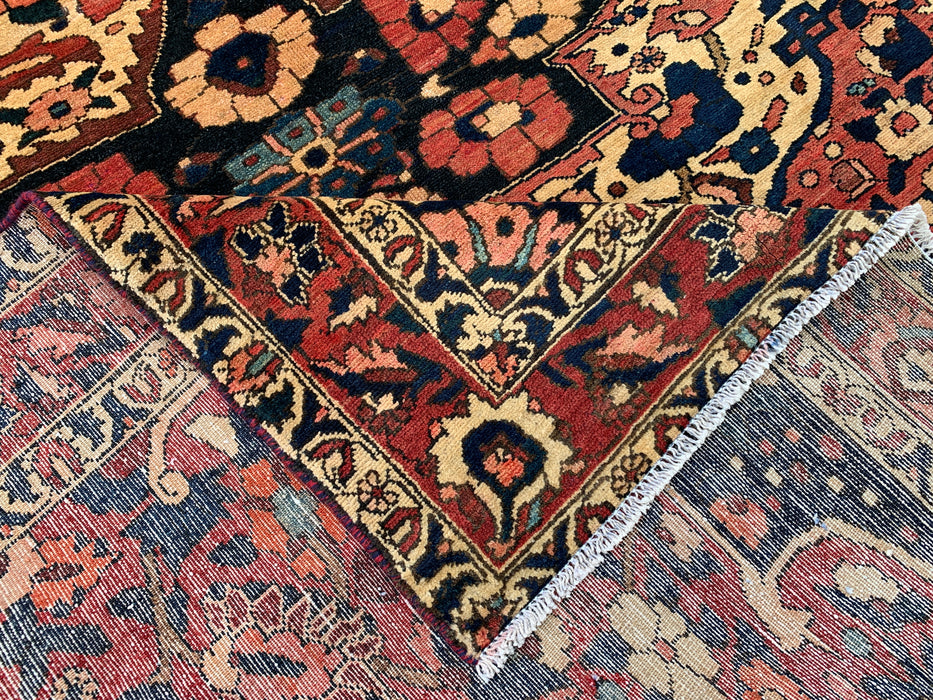 Hand-Knotted Persian Wool Rug 7'4 x 5'6 – Navy, Red & Ivory Floral Medallion Rug – KBHM-1185