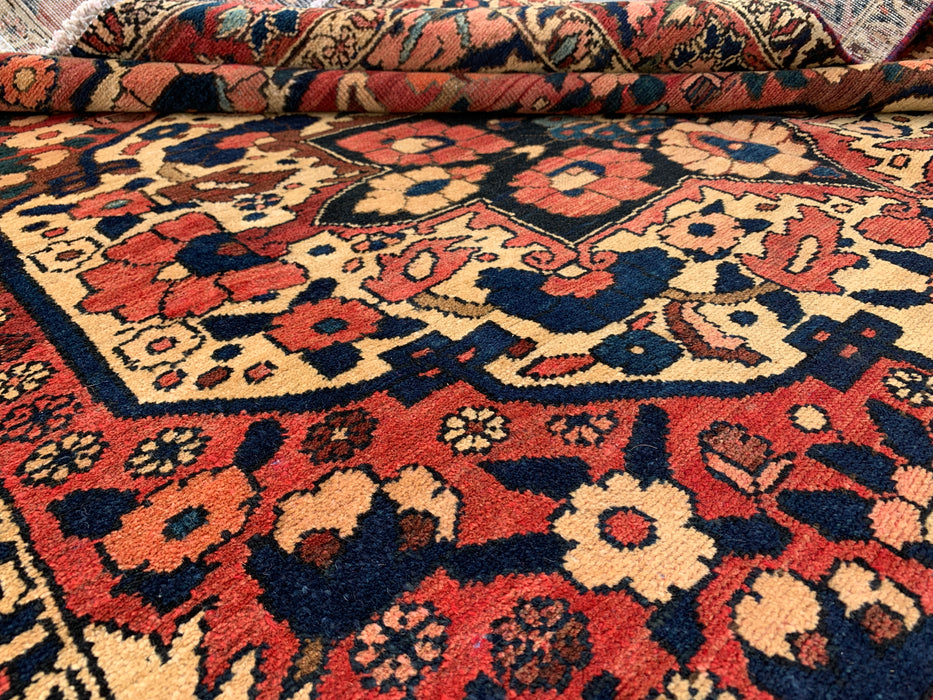 Hand-Knotted Persian Wool Rug 7'4 x 5'6 – Navy, Red & Ivory Floral Medallion Rug – KBHM-1185