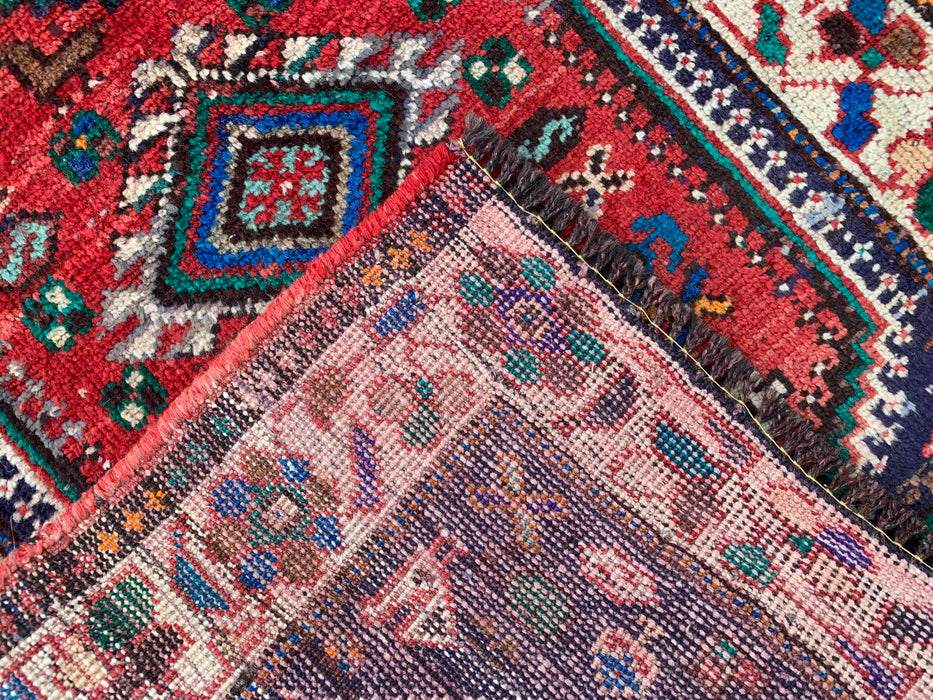 Hand-Knotted Persian Wool Rug 3'7 x 2'6 Red Ivory Tribal Accent Rug - KBHM-1189