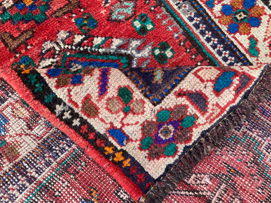 Hand-Knotted Persian Wool Rug 3'7 x 2'6 Red Ivory Tribal Accent Rug - KBHM-1189