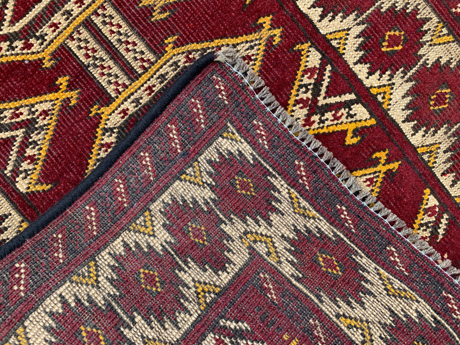 KBHM-1190 Hand-Knotted Persian Wool Rug – 3'5" x 2'2" Red, Ivory & Black Tribal Accent Rug