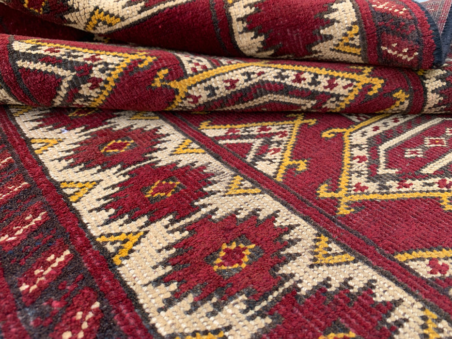 KBHM-1190 Hand-Knotted Persian Wool Rug – 3'5" x 2'2" Red, Ivory & Black Tribal Accent Rug