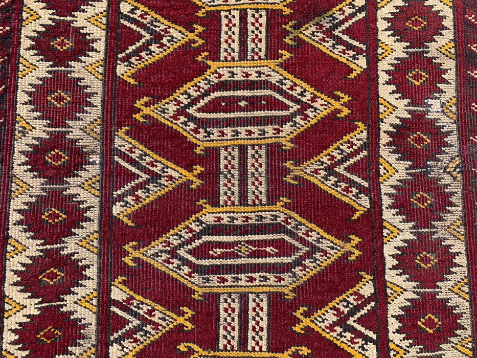 KBHM-1190 Hand-Knotted Persian Wool Rug – 3'5" x 2'2" Red, Ivory & Black Tribal Accent Rug