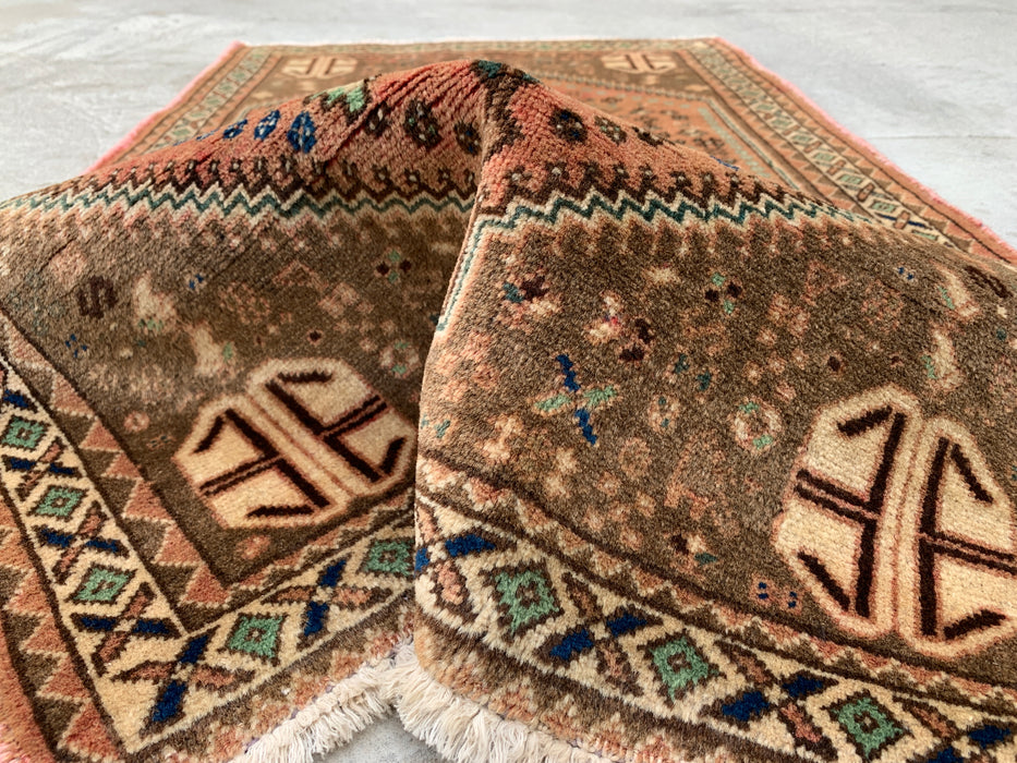 Hand-Knotted Persian Wool Rug 3'11 x 2'5 Blush, Taupe & Ivory Tribal Accent Rug - KBHM-1191