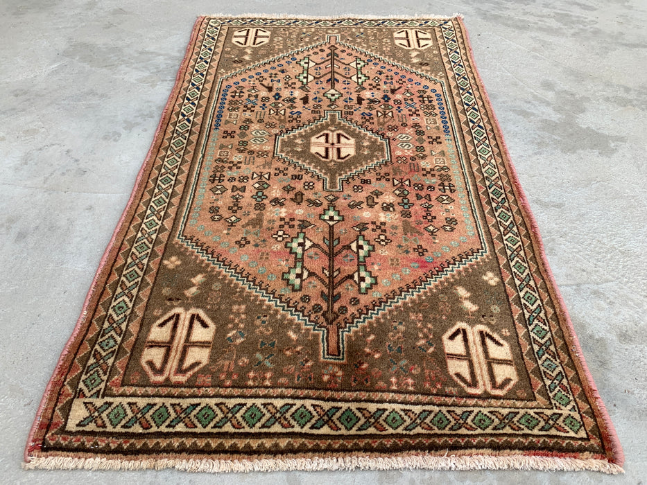 Hand-Knotted Persian Wool Rug 3'11 x 2'5 Blush, Taupe & Ivory Tribal Accent Rug - KBHM-1191
