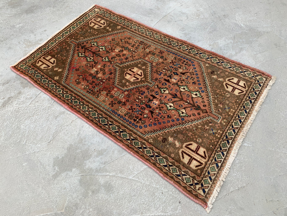 Hand-Knotted Persian Wool Rug 3'11 x 2'5 Blush, Taupe & Ivory Tribal Accent Rug - KBHM-1191