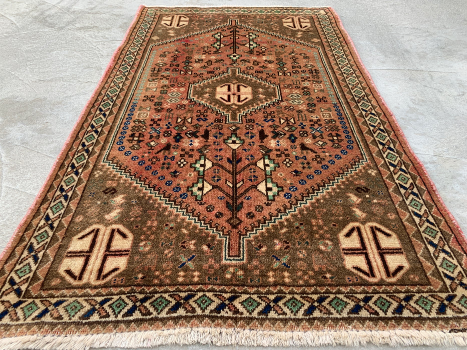 Hand-Knotted Persian Wool Rug 3'11 x 2'5 Blush, Taupe & Ivory Tribal Accent Rug - KBHM-1191