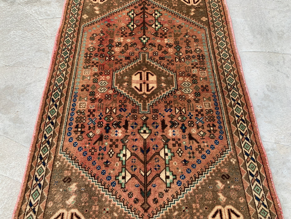 Hand-Knotted Persian Wool Rug 3'11 x 2'5 Blush, Taupe & Ivory Tribal Accent Rug - KBHM-1191
