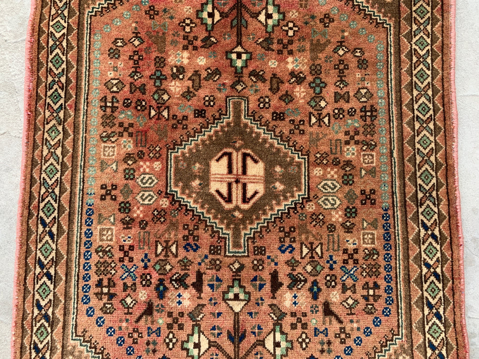 Hand-Knotted Persian Wool Rug 3'11 x 2'5 Blush, Taupe & Ivory Tribal Accent Rug - KBHM-1191