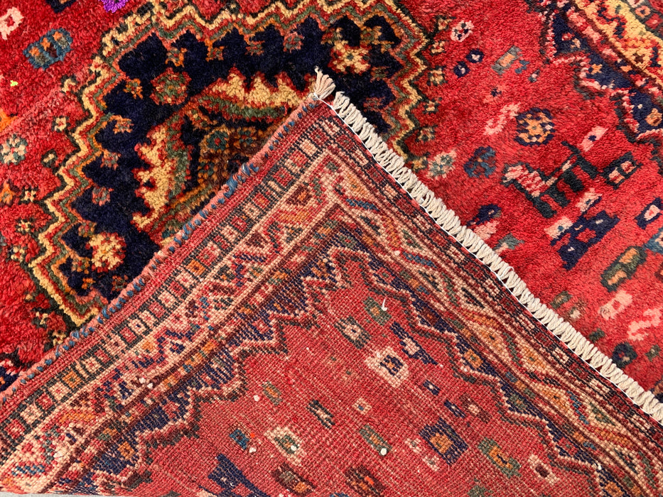 Hand-Knotted Persian Wool Rug 3'10 x 2'9 Red, Navy & Ivory Tribal Accent Rug - KBHM-1192