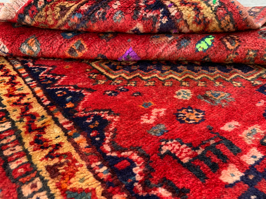 Hand-Knotted Persian Wool Rug 3'10 x 2'9 Red, Navy & Ivory Tribal Accent Rug - KBHM-1192
