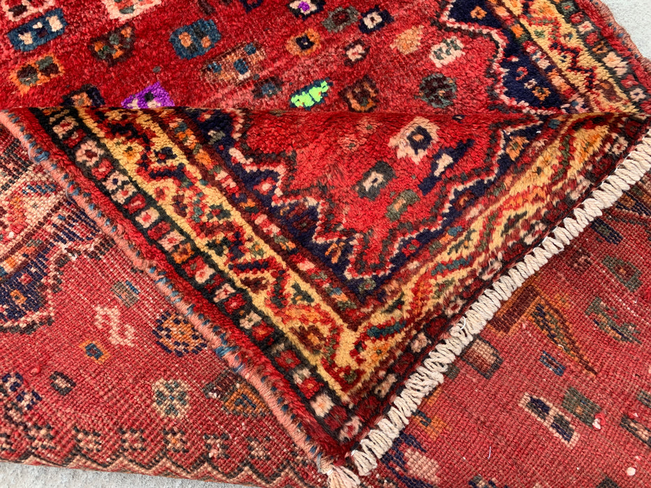 Hand-Knotted Persian Wool Rug 3'10 x 2'9 Red, Navy & Ivory Tribal Accent Rug - KBHM-1192