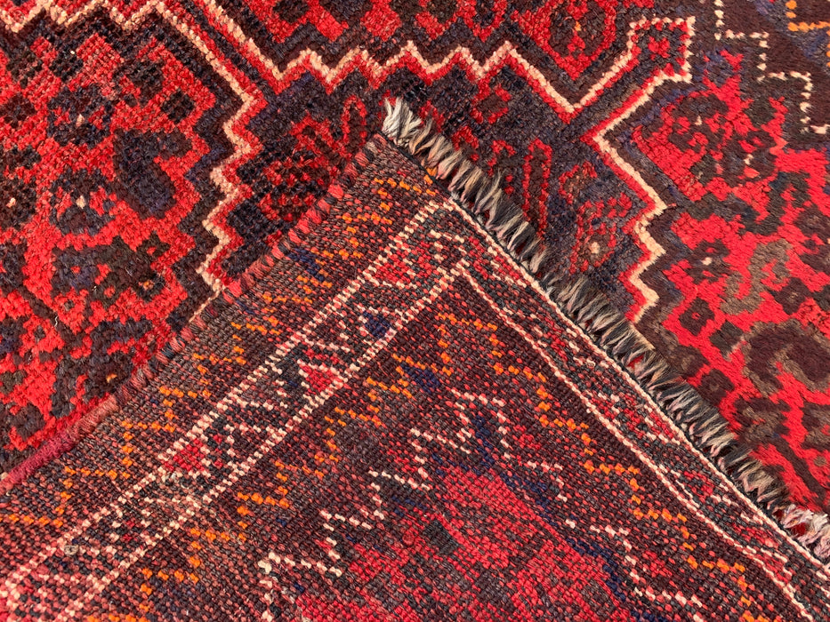 Hand-Knotted Persian Wool Rug 4'2 x 2'6 Red, Brown & Ivory Tribal Accent Rug - KBHM-1193