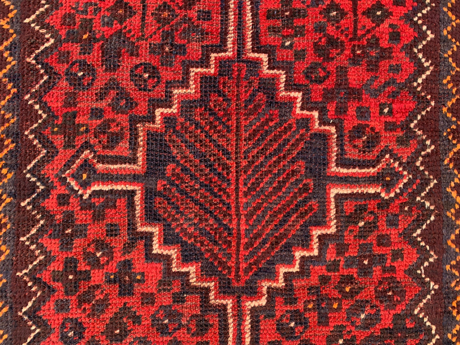 Hand-Knotted Persian Wool Rug 4'2 x 2'6 Red, Brown & Ivory Tribal Accent Rug - KBHM-1193