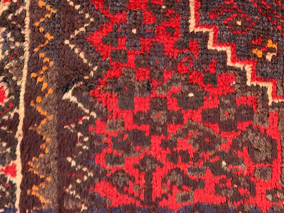 Hand-Knotted Persian Wool Rug 4'2 x 2'6 Red, Brown & Ivory Tribal Accent Rug - KBHM-1193