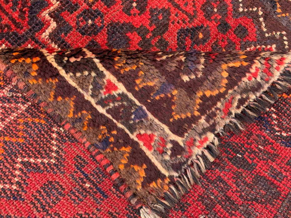 Hand-Knotted Persian Wool Rug 4'2 x 2'6 Red, Brown & Ivory Tribal Accent Rug - KBHM-1193