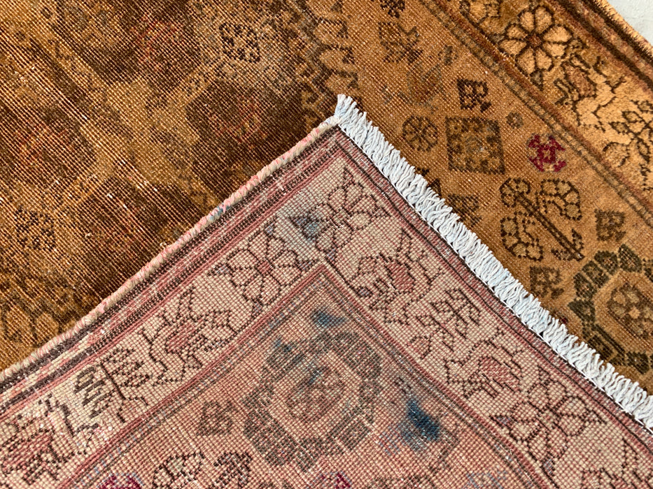 Vintage Persian Hand-Knotted Wool Runner Rug 5'10 x 2'7 Beige Brown KBHM-1194