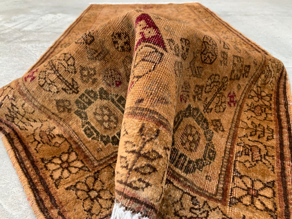Vintage Persian Hand-Knotted Wool Runner Rug 5'10 x 2'7 Beige Brown KBHM-1194