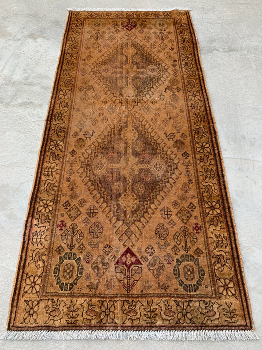 Vintage Persian Hand-Knotted Wool Runner Rug 5'10 x 2'7 Beige Brown KBHM-1194