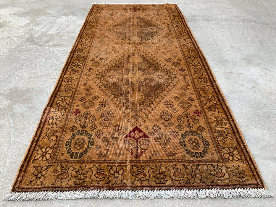 Vintage Persian Hand-Knotted Wool Runner Rug 5'10 x 2'7 Beige Brown KBHM-1194