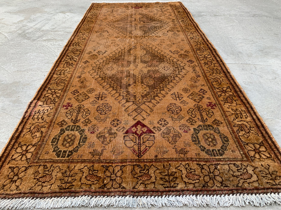 Vintage Persian Hand-Knotted Wool Runner Rug 5'10 x 2'7 Beige Brown KBHM-1194