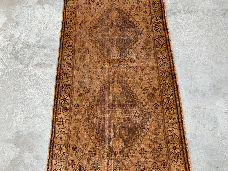 Vintage Persian Hand-Knotted Wool Runner Rug 5'10 x 2'7 Beige Brown KBHM-1194