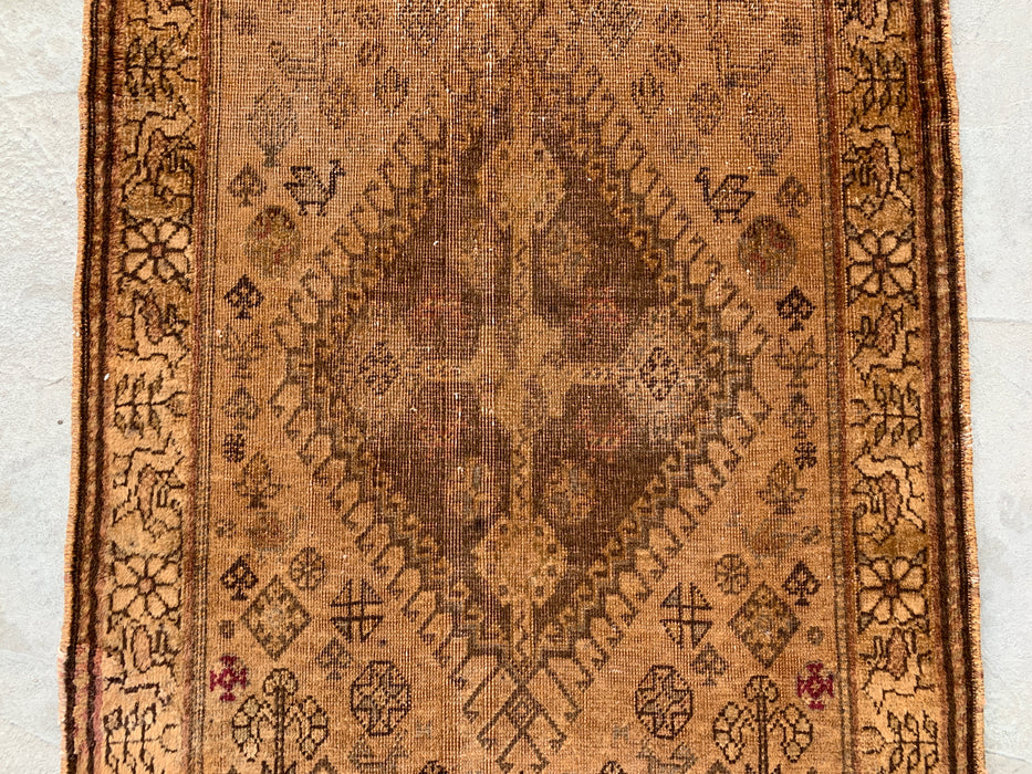 Vintage Persian Hand-Knotted Wool Runner Rug 5'10 x 2'7 Beige Brown KBHM-1194