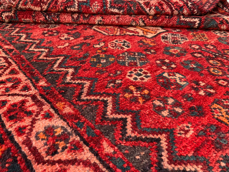 KBHM-1195 Hand-Knotted Persian Wool Rug – 3'8" x 3'1" Red, Ivory & Navy Tribal Accent Rug