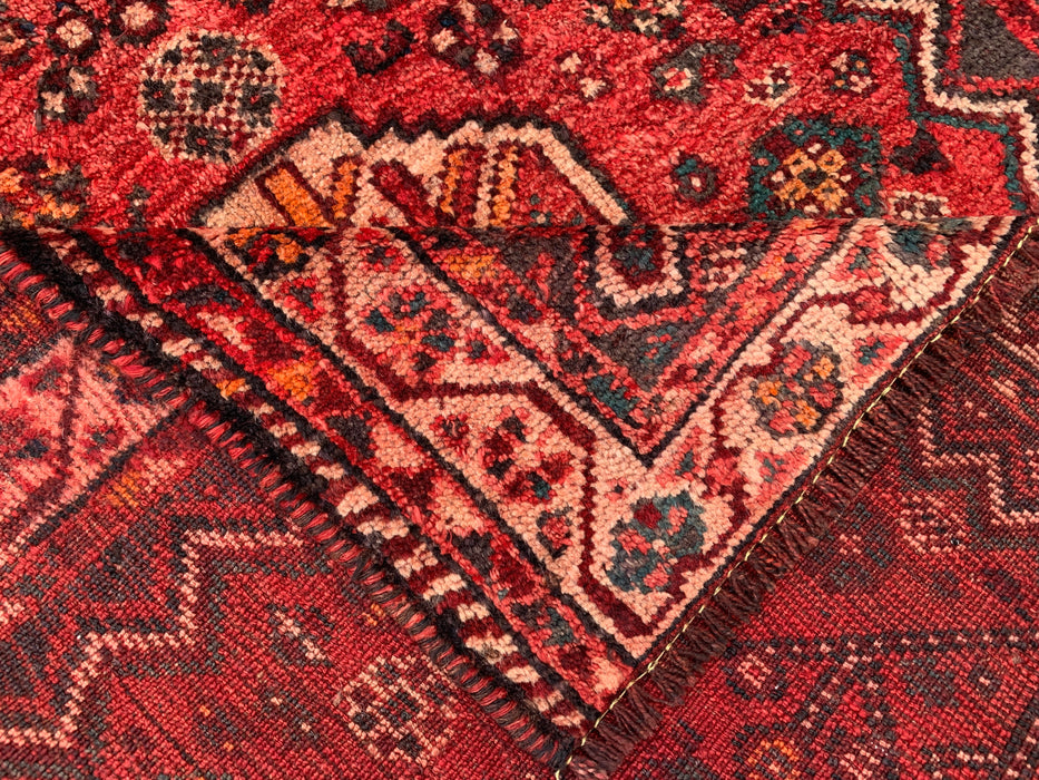KBHM-1195 Hand-Knotted Persian Wool Rug – 3'8" x 3'1" Red, Ivory & Navy Tribal Accent Rug