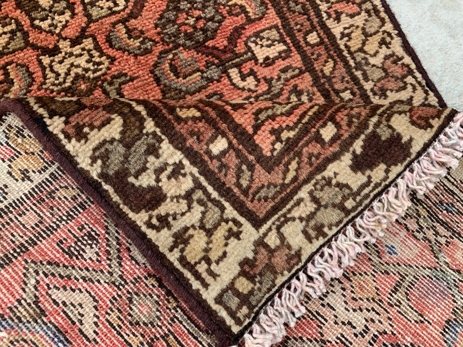 Hand-Knotted Persian Wool Rug - 2'11" x 1'10" - Pink, Brown & Ivory | KBHM-1196
