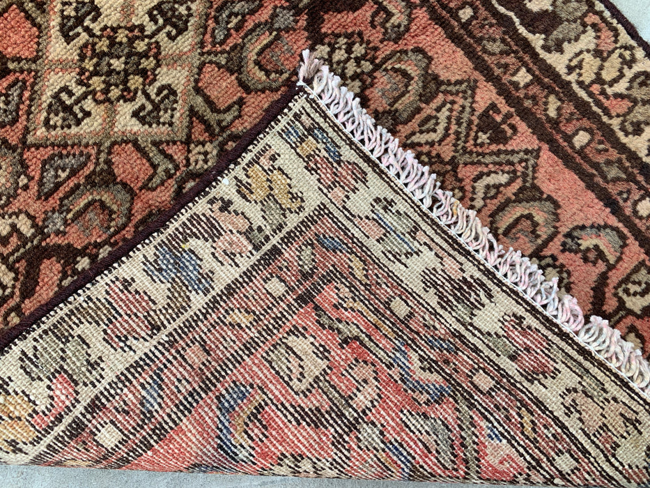 Hand-Knotted Persian Wool Rug - 2'11" x 1'10" - Pink, Brown & Ivory | KBHM-1196