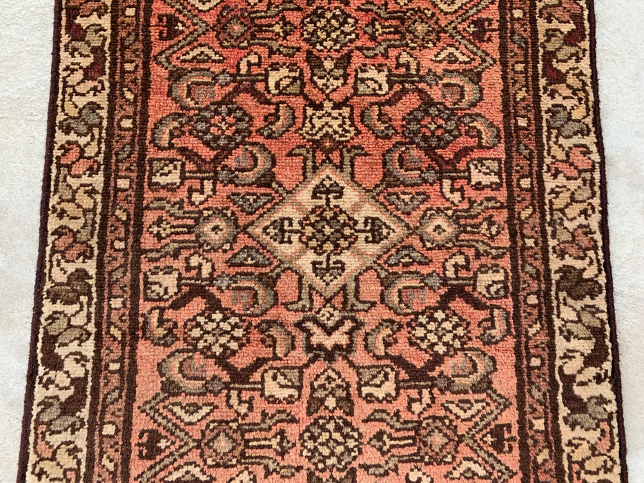 Hand-Knotted Persian Wool Rug - 2'11" x 1'10" - Pink, Brown & Ivory | KBHM-1196