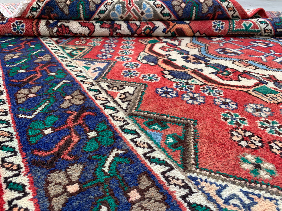 Hand-Knotted Persian Wool Runner Rug 10'1" x 4'11" - Red / Blue - KBHM-1201