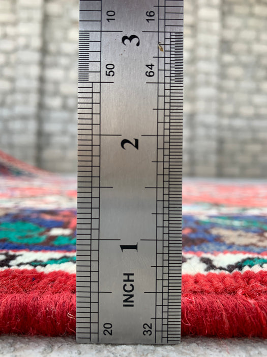 Hand-Knotted Persian Wool Runner Rug 10'1" x 4'11" - Red / Blue - KBHM-1201