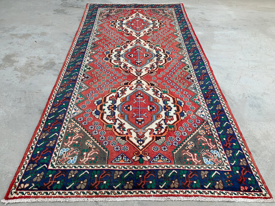 Hand-Knotted Persian Wool Runner Rug 10'1" x 4'11" - Red / Blue - KBHM-1201