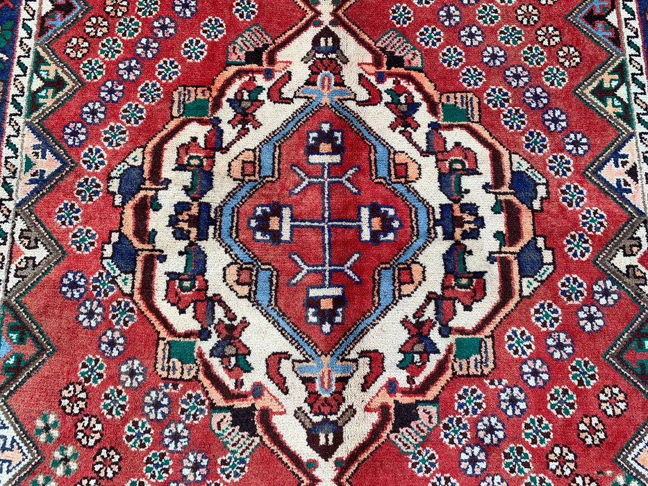 Hand-Knotted Persian Wool Runner Rug 10'1" x 4'11" - Red / Blue - KBHM-1201