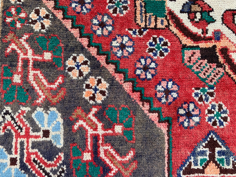 Hand-Knotted Persian Wool Runner Rug 10'1" x 4'11" - Red / Blue - KBHM-1201