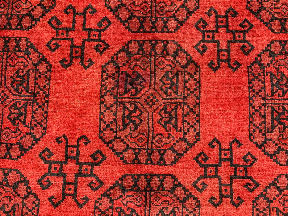 9'7 x 6'9 Hand-Knotted Persian Wool Rug in Deep Red & Black Geometric All-Over Design | KBHM-1203