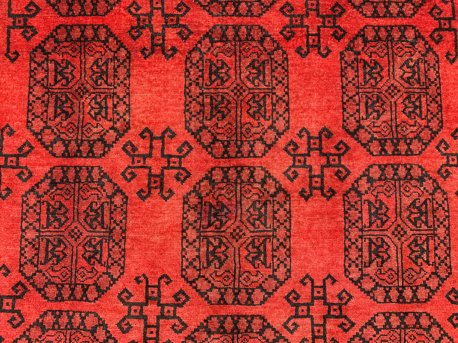 9'7 x 6'9 Hand-Knotted Persian Wool Rug in Deep Red & Black Geometric All-Over Design | KBHM-1203