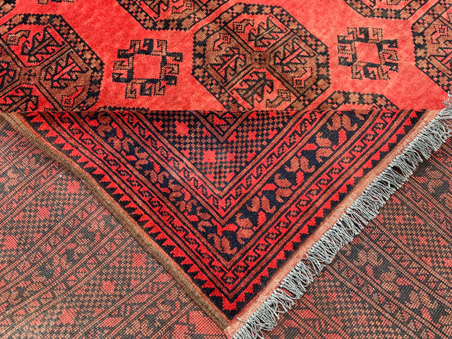 Hand-Knotted Persian Wool Rug 9'2 x 6'8 Red Geometric Area Rug - KBHM-1205