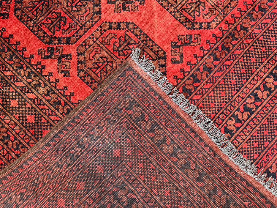 Hand-Knotted Persian Wool Rug 9'2 x 6'8 Red Geometric Area Rug - KBHM-1205